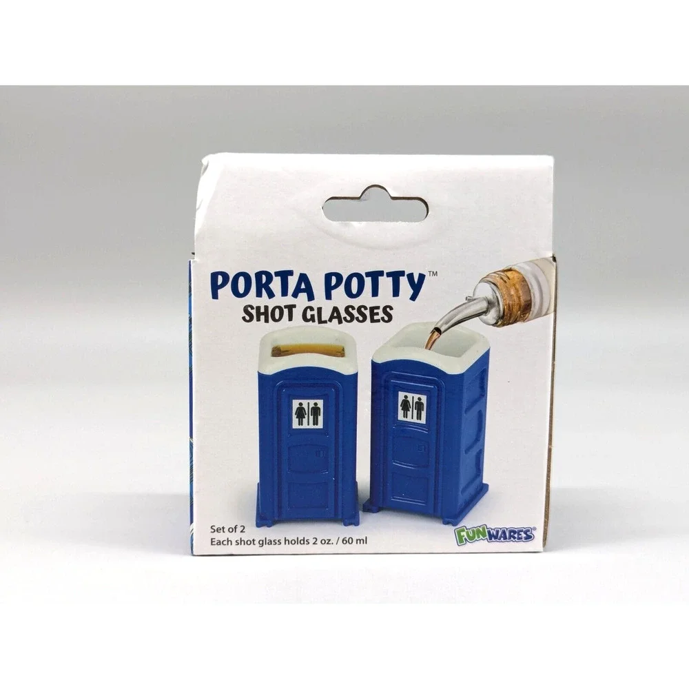 2PCS Porta Potty Shot Glasses Funny Shot Glasses for Adults 2 Ounce Shots
